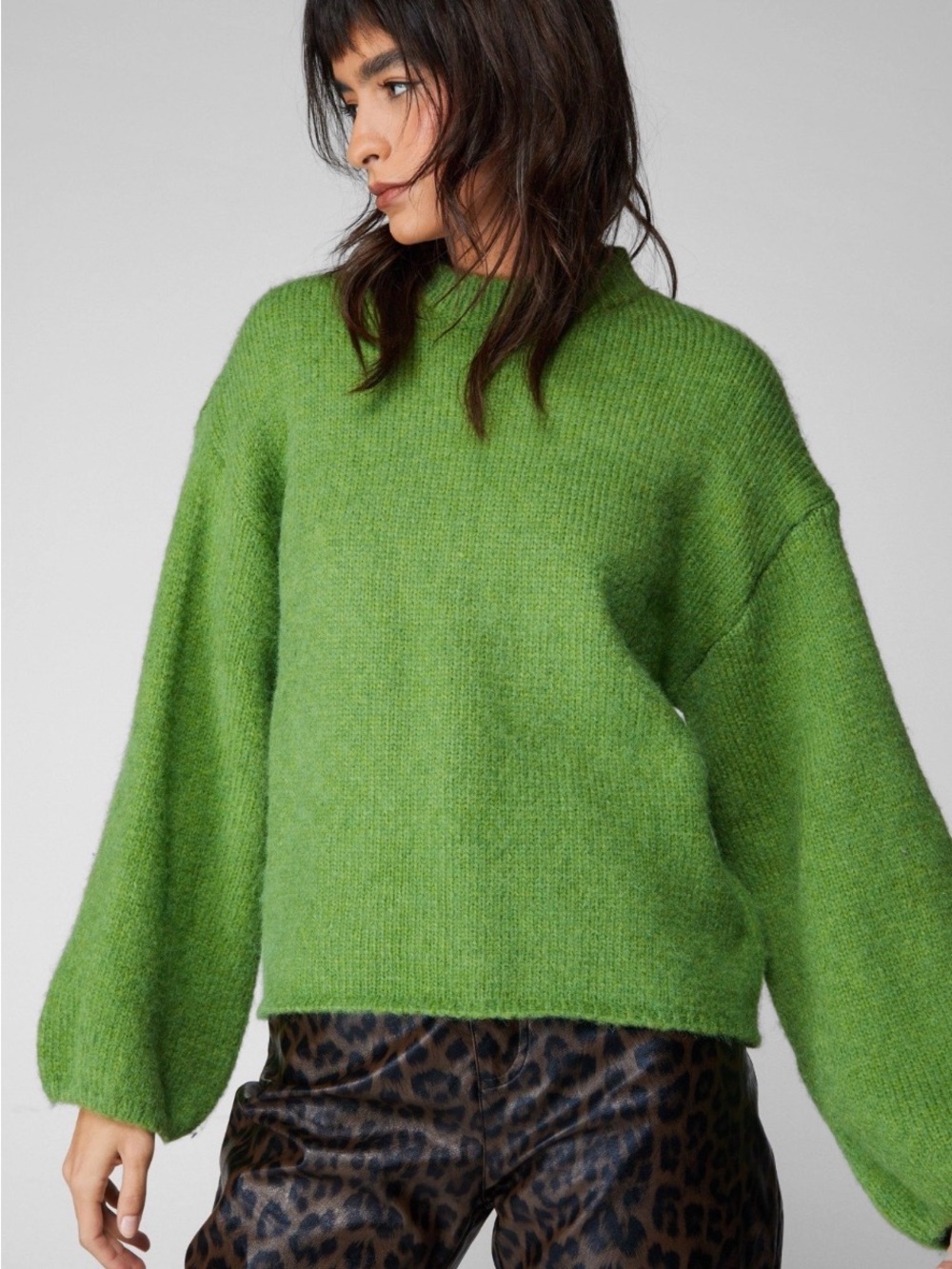 Green Oversized Crew Neck Nasty Gal Sweater